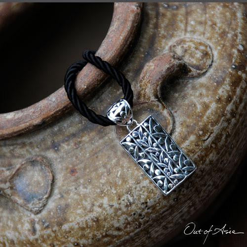 Bamboo Leaves Sterling Silver Pendant & Cord - OutOfAsia