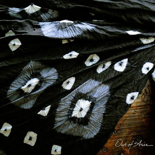 Black & White Handwoven Cambodian Silk Scarf - OutOfAsia