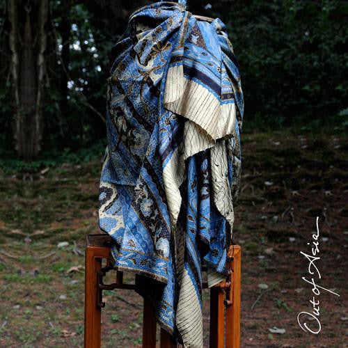Blue Batik Silk Sarong Hand-Drawn - OutOfAsia