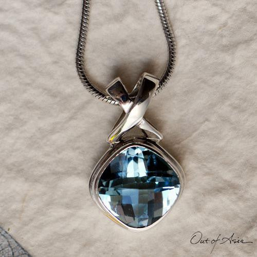 Blue Topaz Pendant - Bali Silver (Sterling) - OutOfAsia