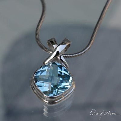 Blue Topaz Pendant - Bali Silver (Sterling) - OutOfAsia