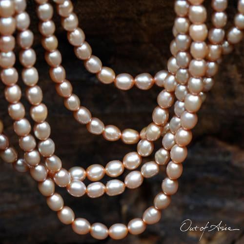 Champagne Multi-string Freshwater Pearl Necklace with 14K Gold Clasp - OutOfAsia