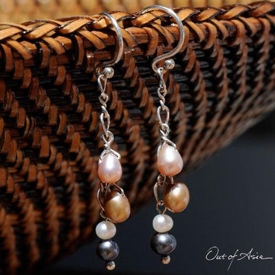 Freshwater Pearl ‘Tin Cup’ Earrings on Sterling Silver - OutOfAsia