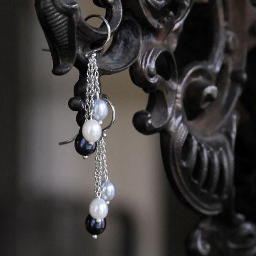 Freshwater Triple Pearl Drop Earrings - OutOfAsia