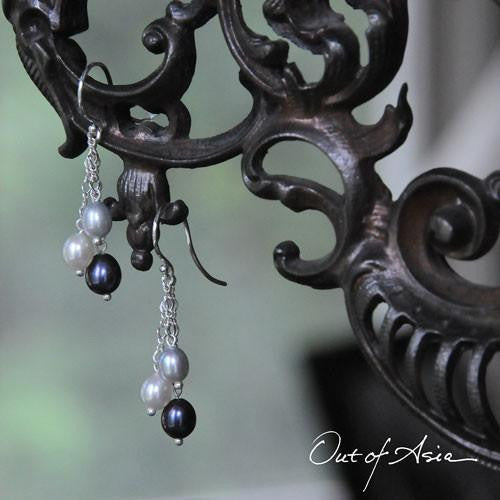 Freshwater Triple Pearl Drop Earrings - OutOfAsia