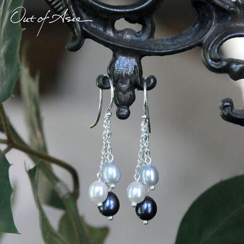 Freshwater Triple Pearl Drop Earrings - OutOfAsia