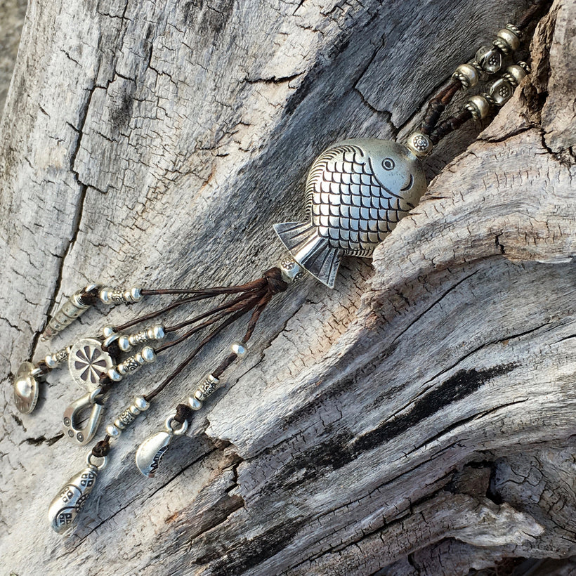 The Catch - Symbolic Talisman Fish Necklace of Sterling Silver - OutOfAsia