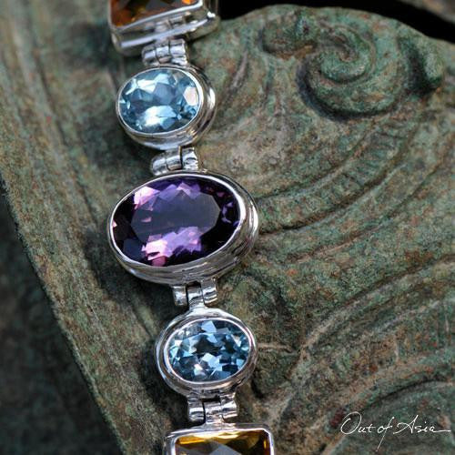 Mixed Stone Sterling Silver Bracelet - OutOfAsia
