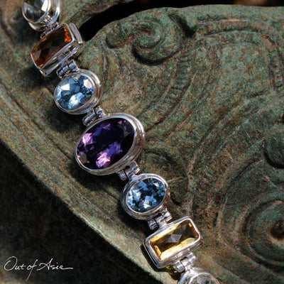 Mixed Stone Sterling Silver Bracelet - OutOfAsia