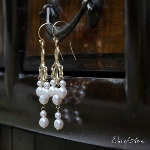 Out of Asia Original DesignGold & Pearls Chandelier Earrings - OutOfAsia
