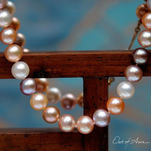 Peach, Pink & White Freshwater Pearl Necklace - OutOfAsia