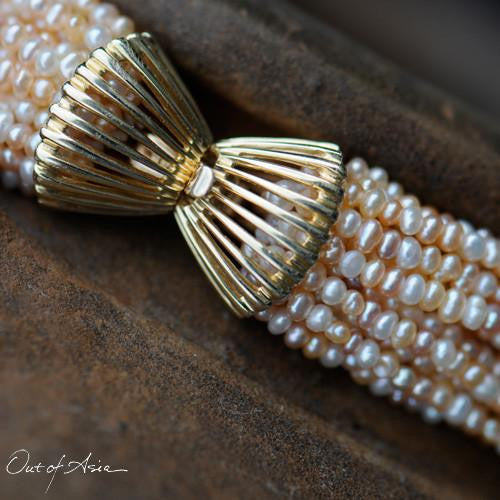 Peaches & Cream Freshwater Multi-string Necklace with 14K Gold Lock - OutOfAsia