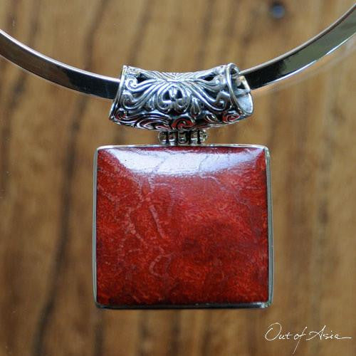 Sterling Silver ‘Tsunami’ Coral Pendant - Handcrafted in Bali - OutOfAsia