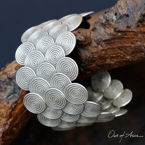Thai Hilltribe Spiral Cuff Bracelet - OutOfAsia