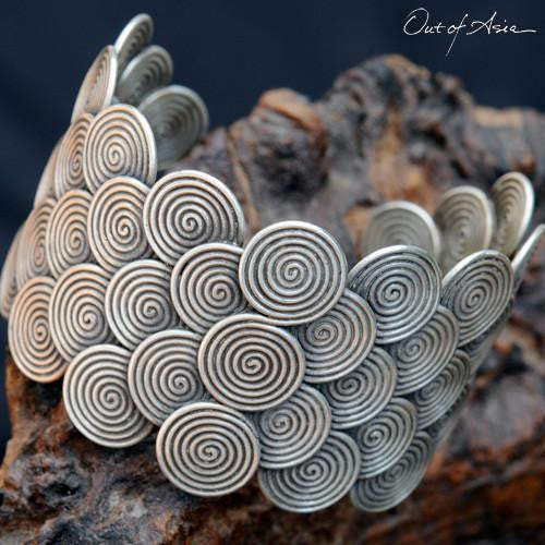 Thai Hilltribe Spiral Cuff Bracelet - OutOfAsia