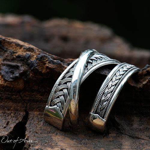 Thai SilverSterling Cuff Bracelet Trio - OutOfAsia