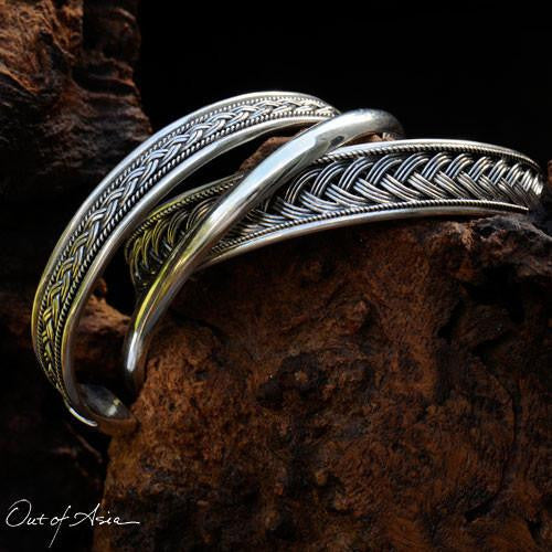 Thai SilverSterling Cuff Bracelet Trio - OutOfAsia