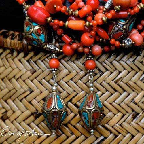 Tibetan Handmade Mountain Coral, Copper & Turquoise - OutOfAsia