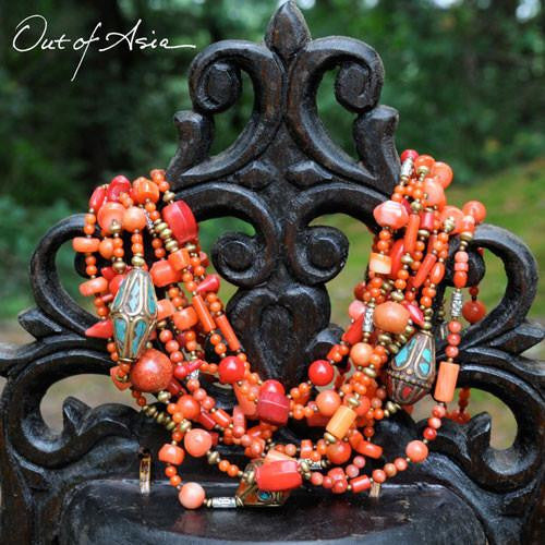 Tibetan Handmade Mountain Coral, Copper & Turquoise - OutOfAsia