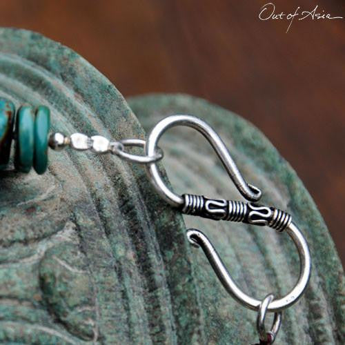 Tibetan Turquoise & Thai Hilltribe Handwrought Silver Necklace - OutOfAsia