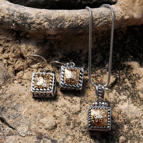 Two-Tone Pendant:  18K Gold plated onto Sterling Silver - OutOfAsia