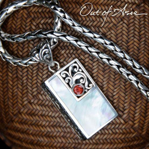 Bali Sterling Silver Garnet & Mother of Pearl Pendant - OutOfAsia