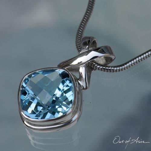 Blue Topaz Pendant - Bali Silver (Sterling) - OutOfAsia