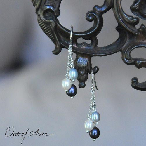 Freshwater Triple Pearl Drop Earrings - OutOfAsia