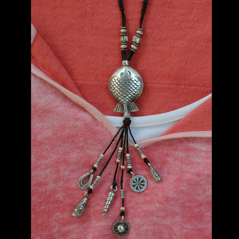 The Catch - Symbolic Talisman Fish Necklace of Sterling Silver - OutOfAsia
