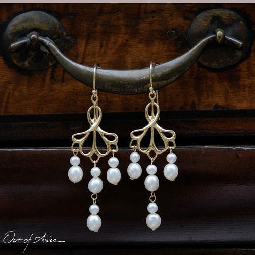 Out of Asia Original DesignGold & Pearls Chandelier Earrings - OutOfAsia