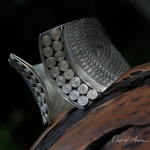 Thai Hilltribe Distinctive Silver Cuff Bracelet - OutOfAsia