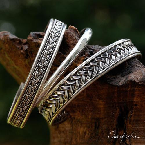 Thai SilverSterling Cuff Bracelet Trio - OutOfAsia