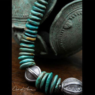 Tibetan Turquoise & Thai Hilltribe Handwrought Silver Necklace - OutOfAsia