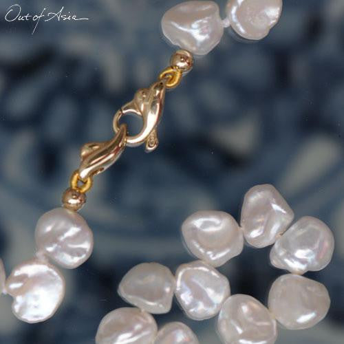 White Freshwater Keshi Pearl Necklace with 14K Gold Clasp - OutOfAsia